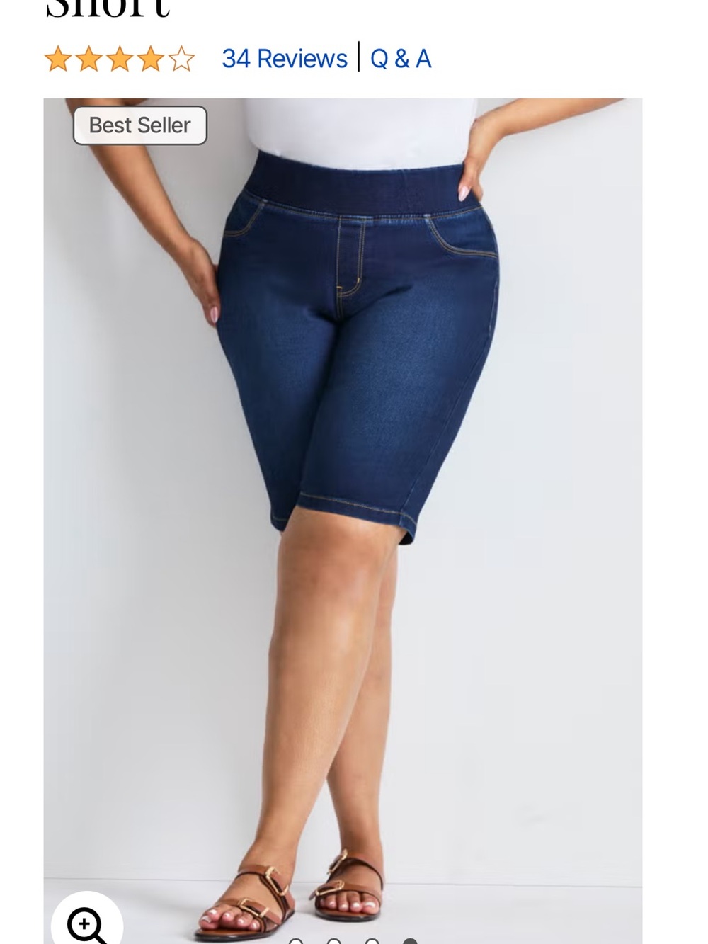 Avenue Dark Blue Stretch Denim Bermuda Shorts